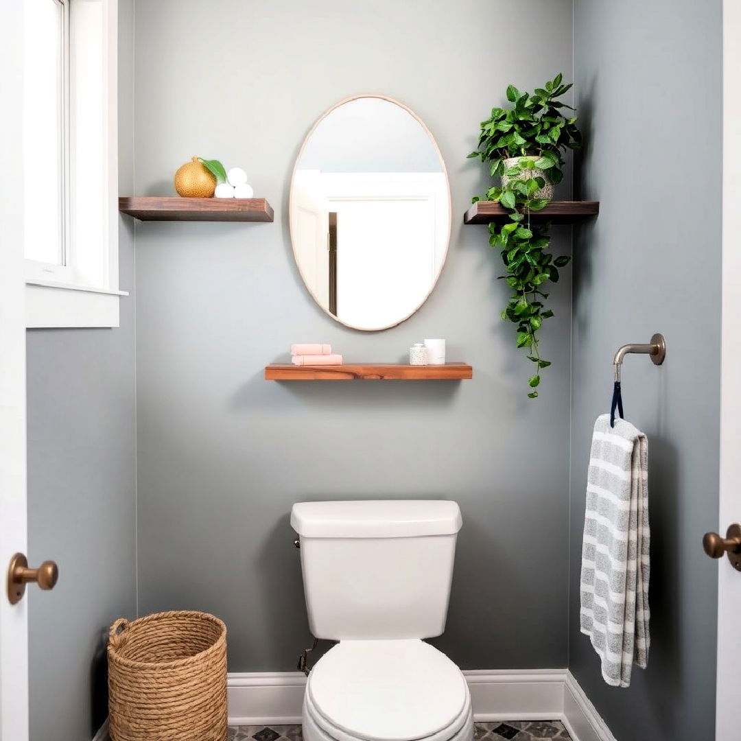 simple bathroom floating shelves