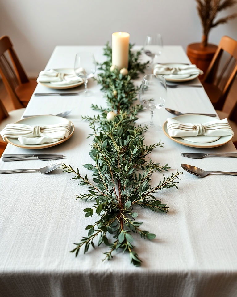 simple linen and natural greenery