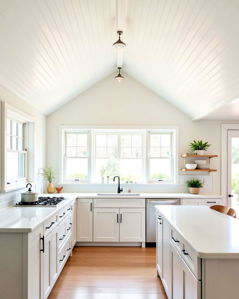 simple vaulted ceiling with shiplap panels