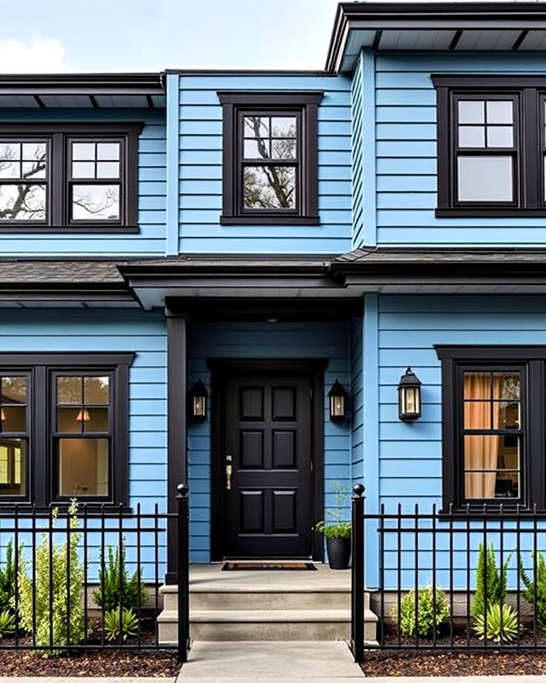 sky blue with black trim