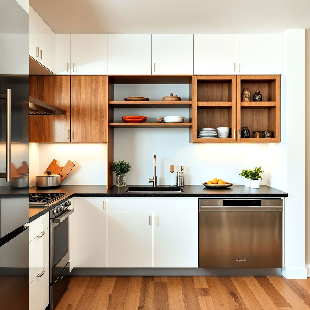 sleek hidden appliances for townhouse kitchen