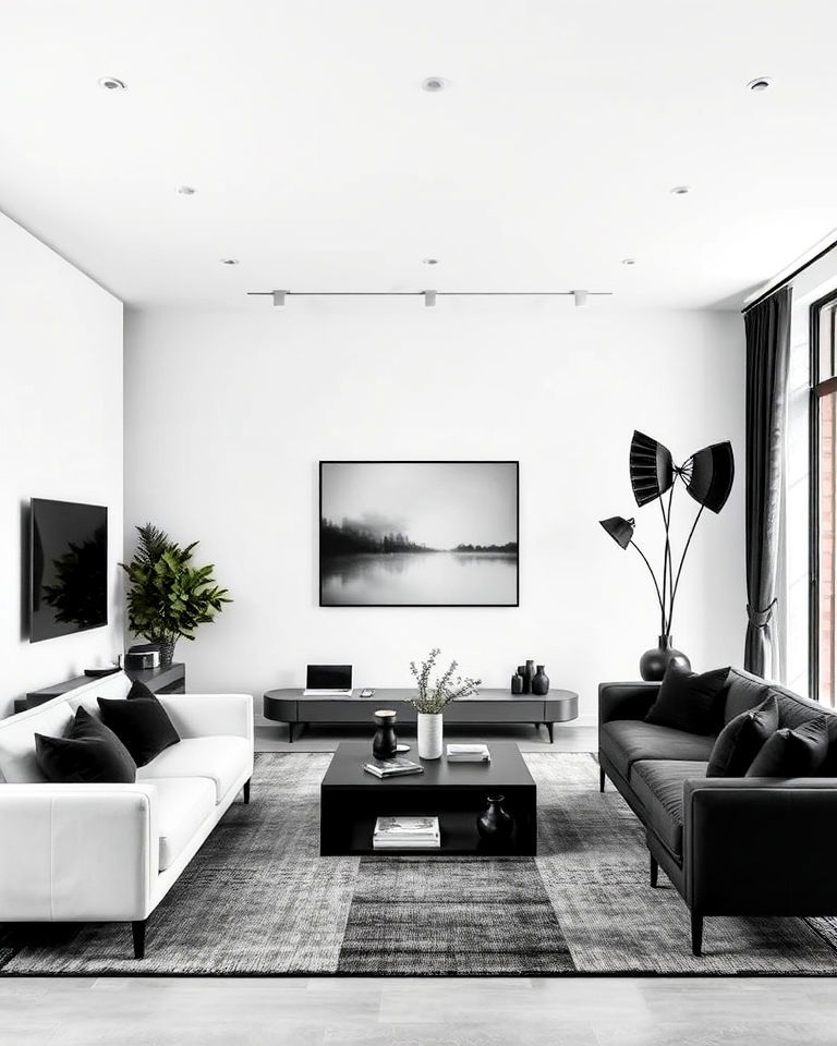 sleek monochrome living room
