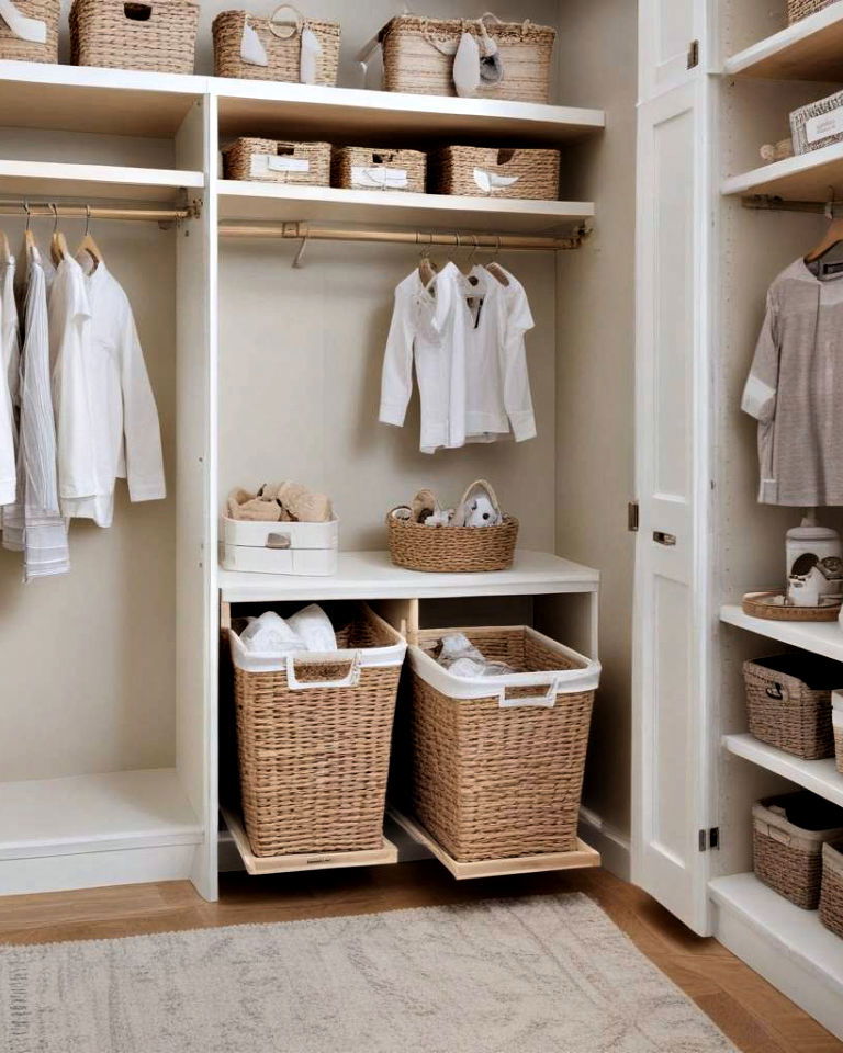sliding baskets for any nursery closet