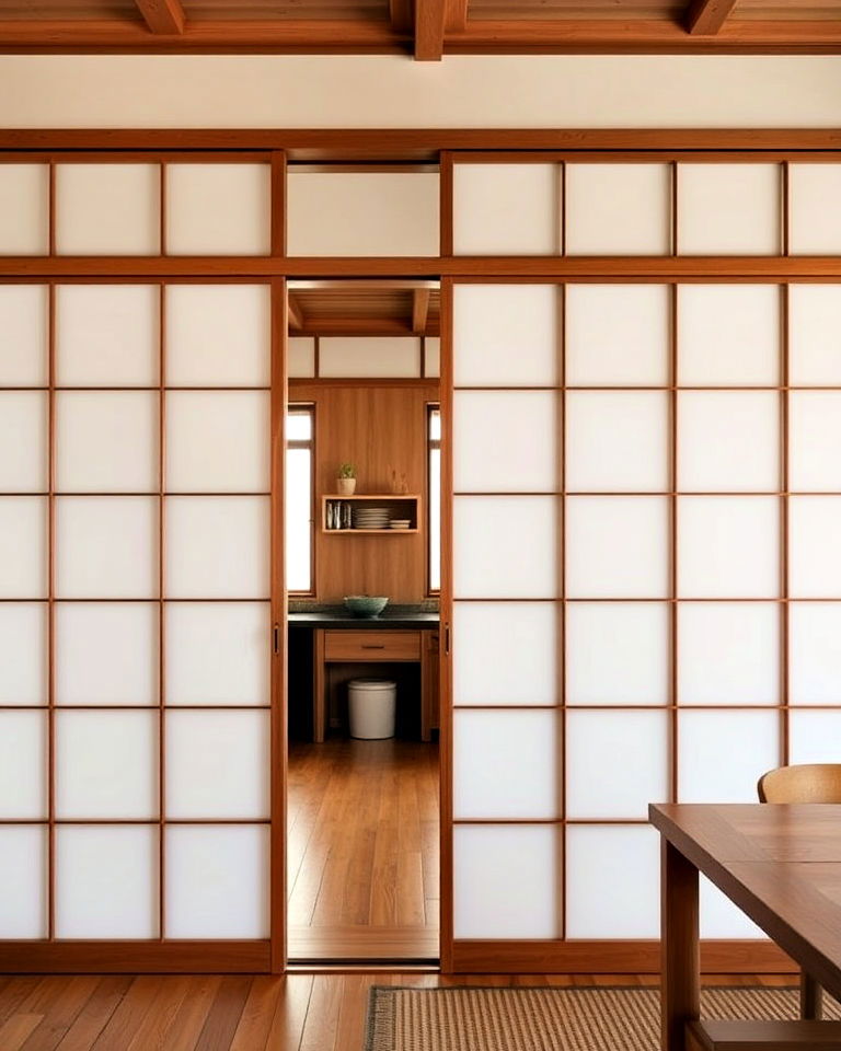 sliding shoji style doors for kitchen