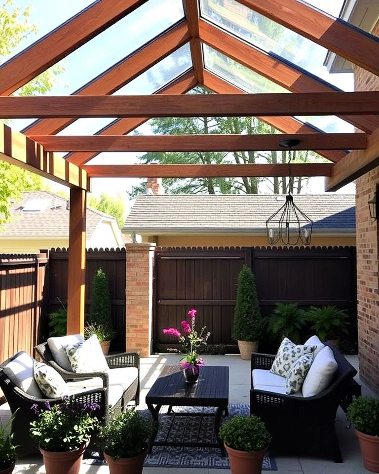 small patio pergola with skylight