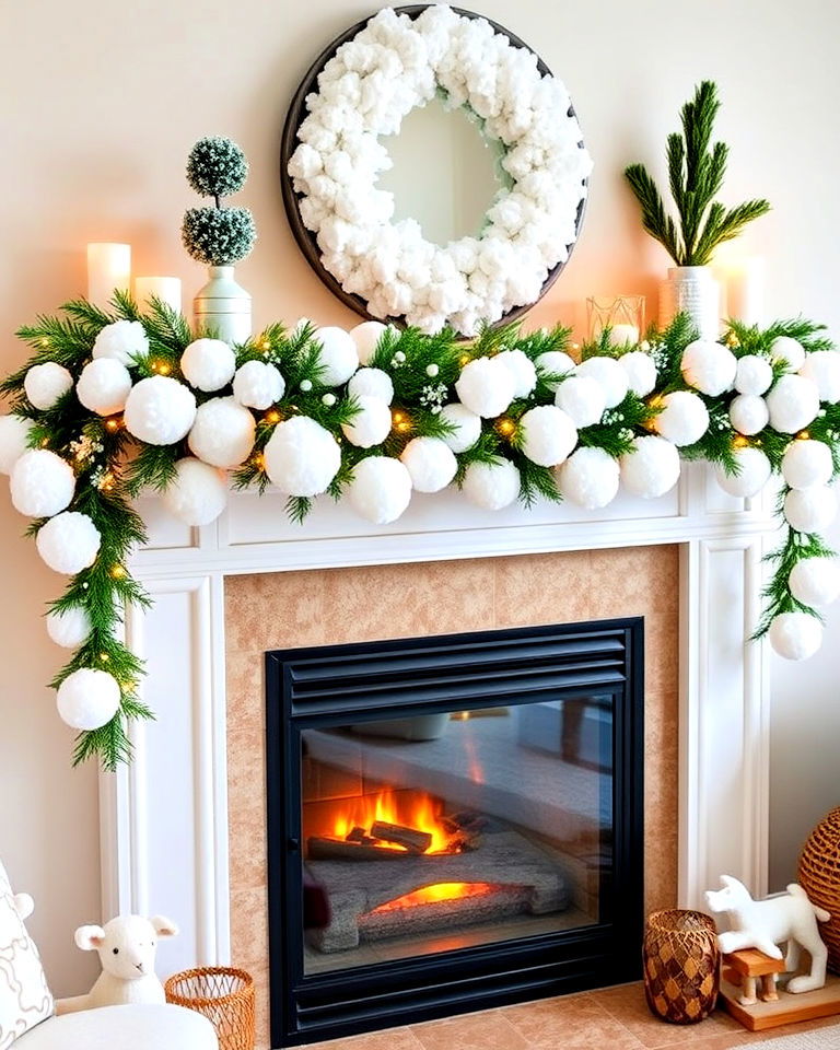 snowball garland for a cozy winter look