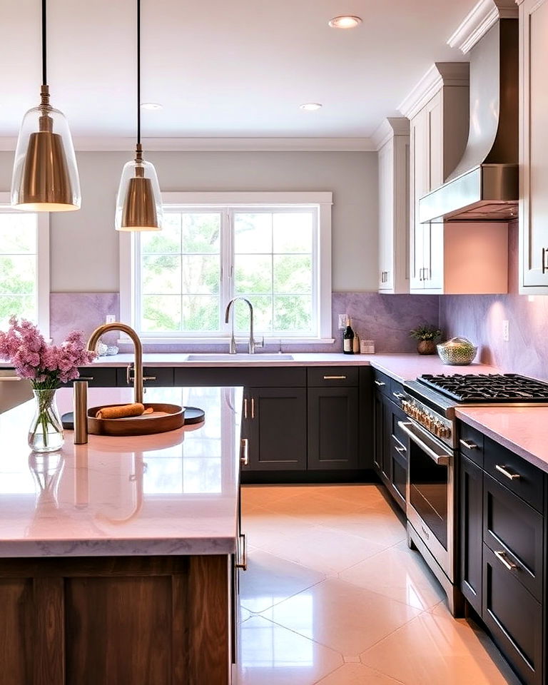 soft and elegant lavender kitchen countertops