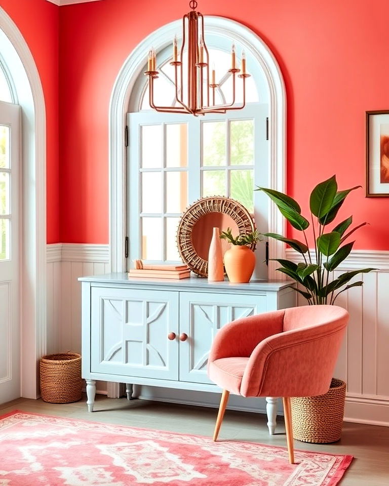 soft coral entryway for a playful touch