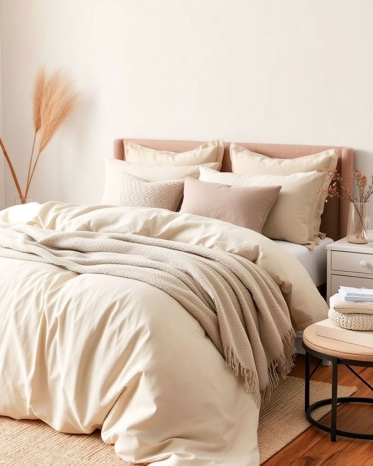 soft greige bedding for a tranquil retreat