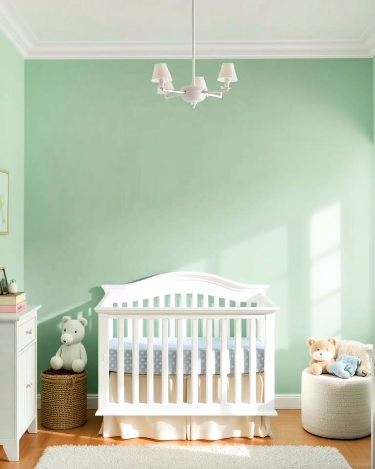 soft mint walls nursery for a serene atmosphere