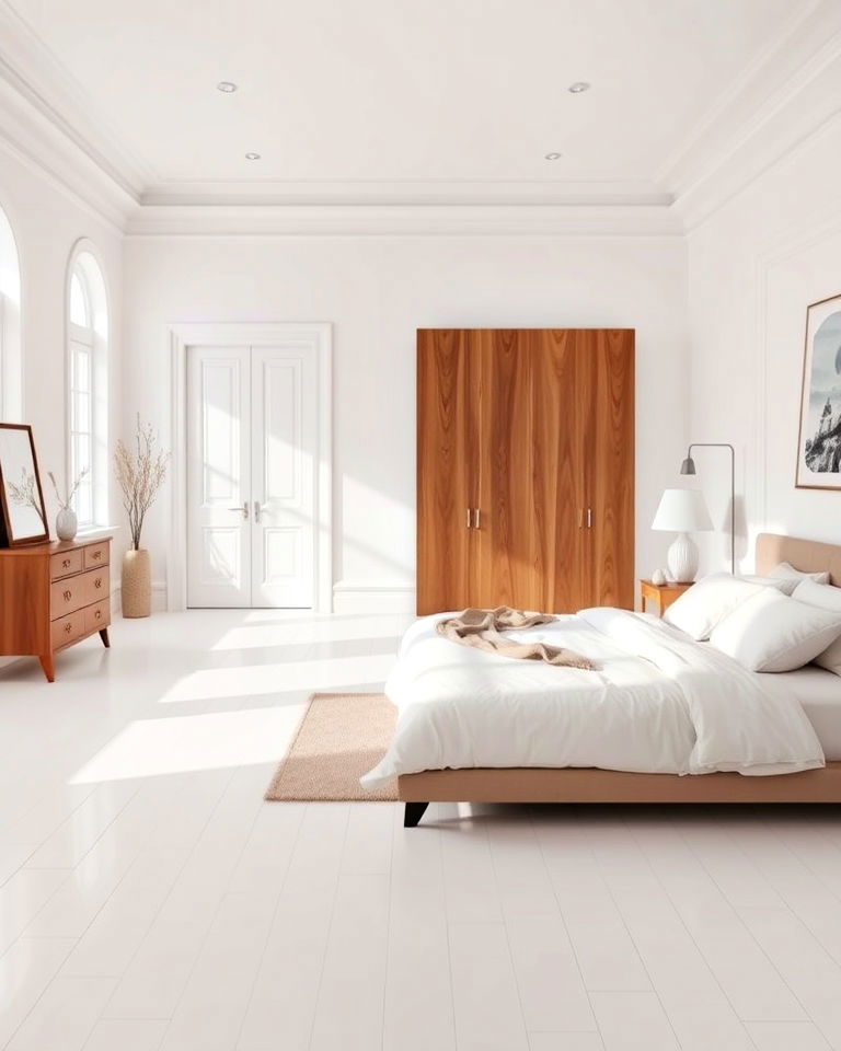 solid white painted floor for bedroom