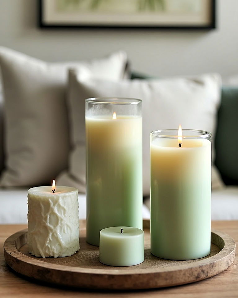 sophisticated sage green candles