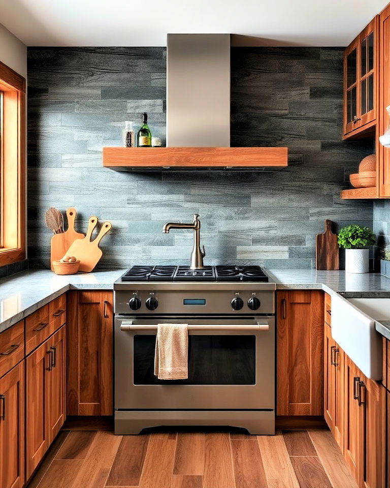 sophisticated slate tile backsplash