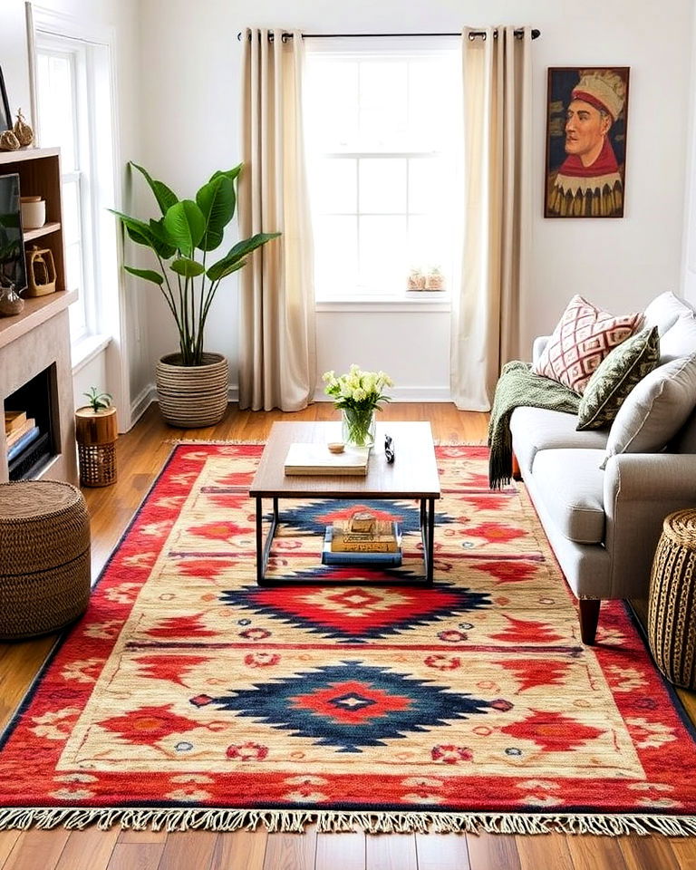 southwestern rugs for a cozy earthy vibe living room
