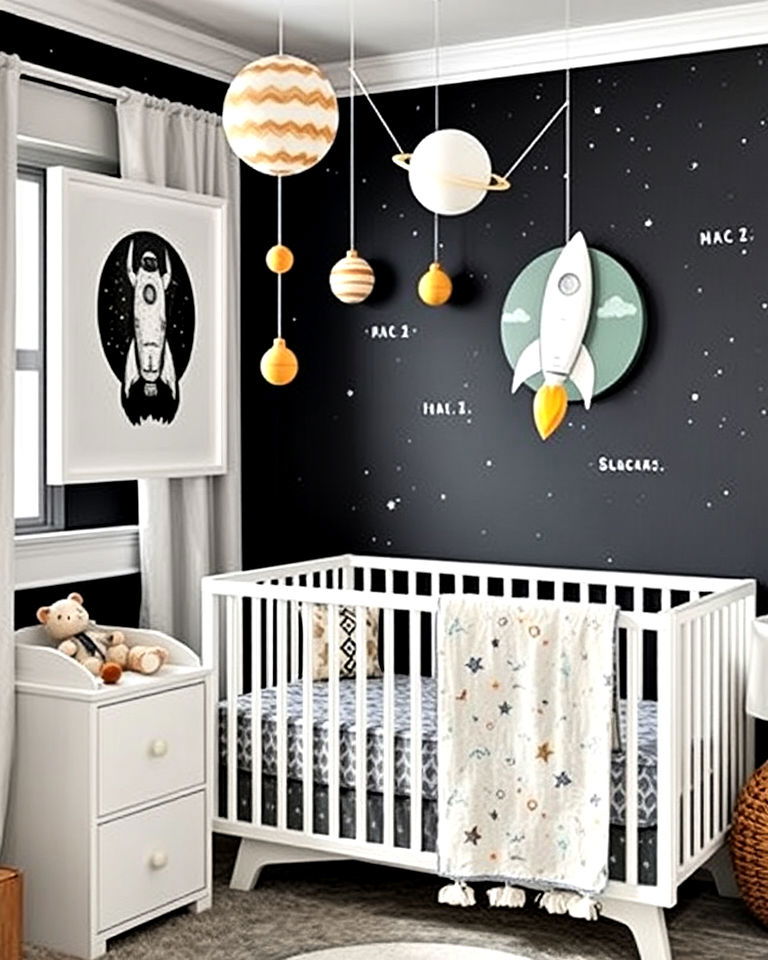 space galaxy adventure themed nursery
