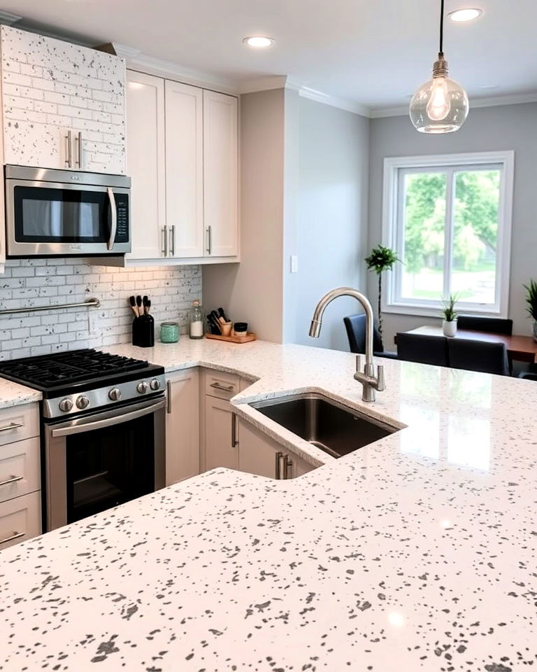 speckled white granite countertop