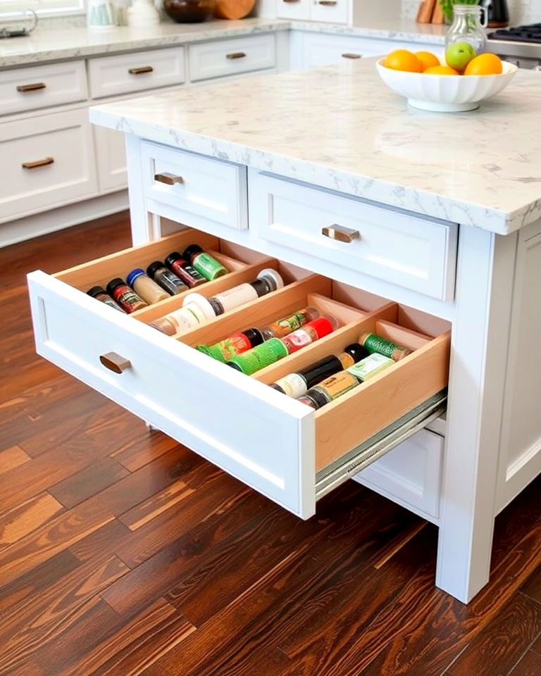 spice rack drawers for kitchen island