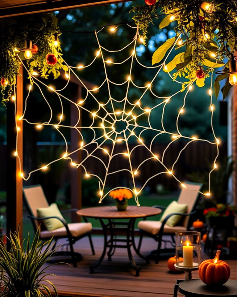 spider web pattern string light for halloween decor