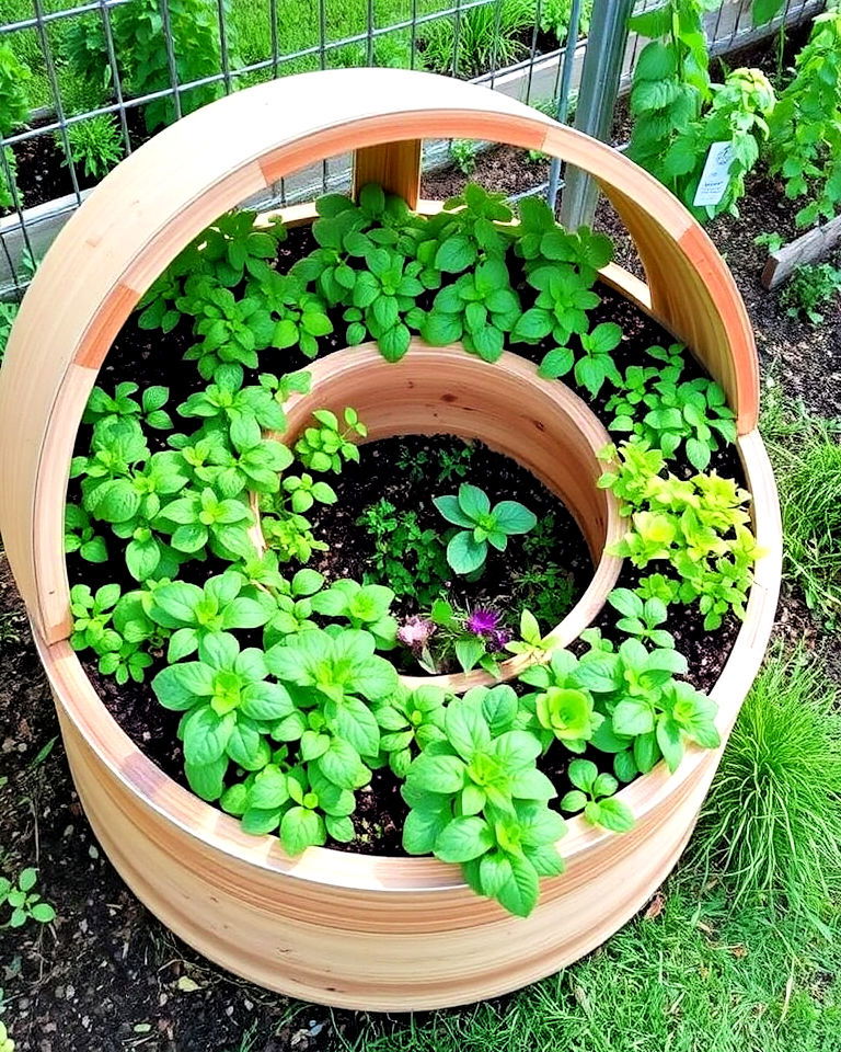 spiral herb garden beds for visual interest