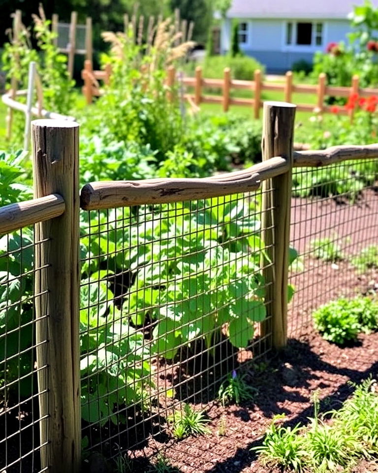split rail fence with wire mesh