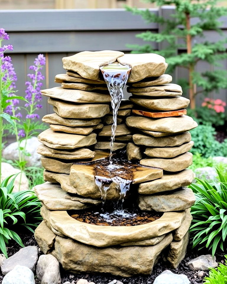 stacked stone fountain