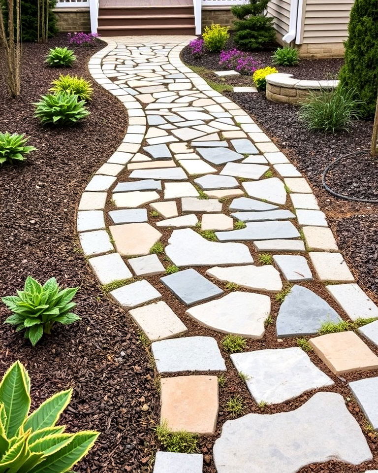 staggered flagstone walkway