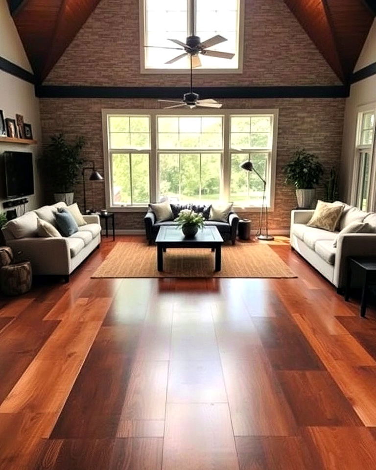 stained concrete floor with warm earthy tones