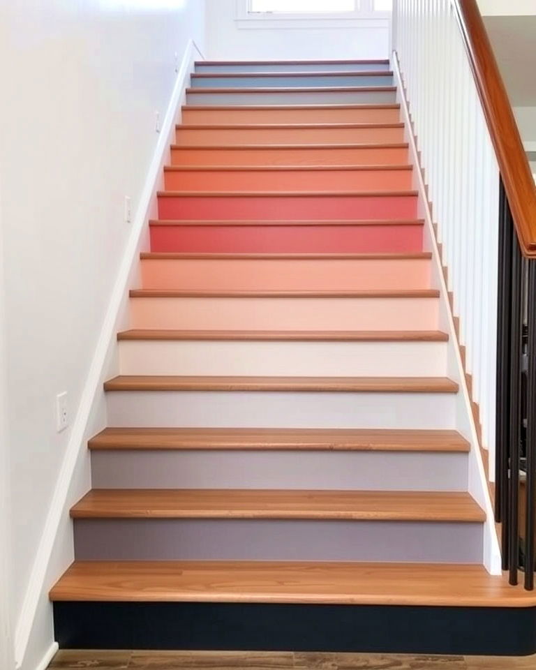 stair riser with gradient ombre color effect