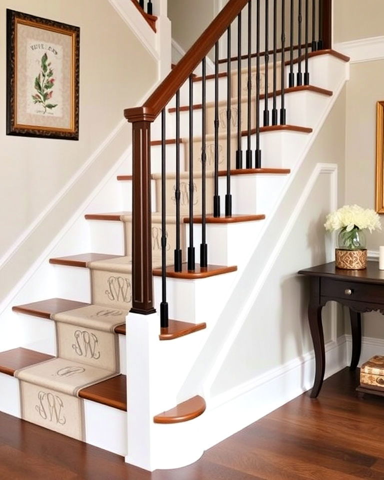 stair risers with classic and elegant monograms