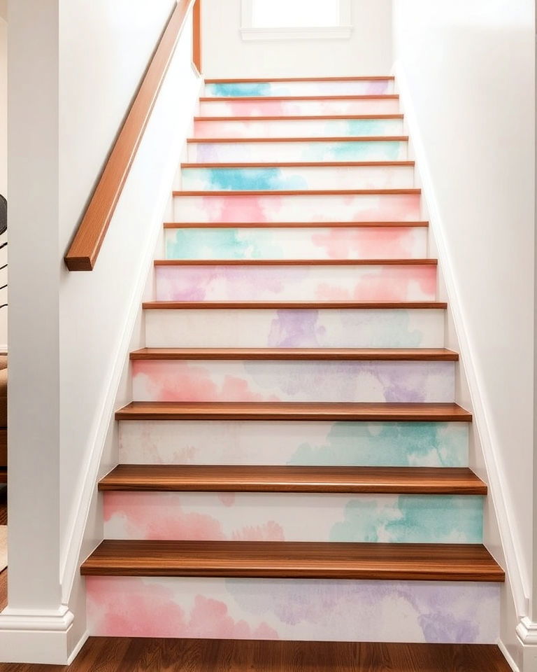 stair risers with soft dreamy watercolor effects