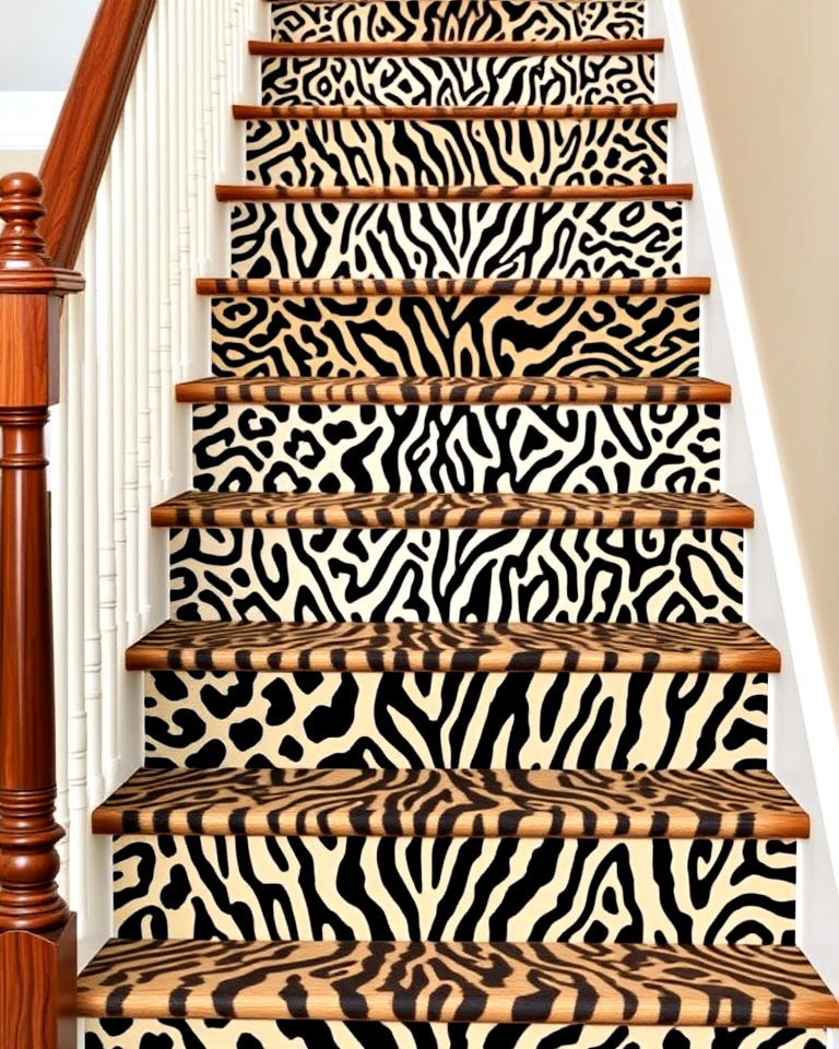 stair risers with unique animal print patterns