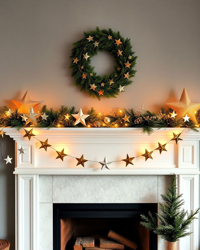 star mantel garland for a celestial theme