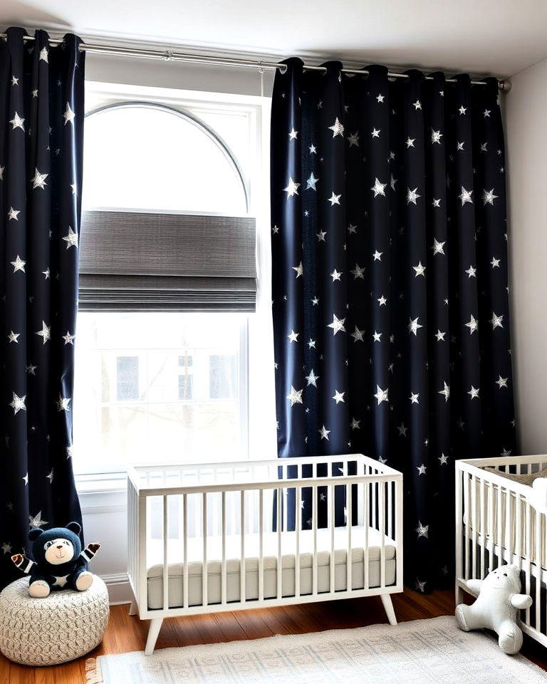 starry curtains for space themed nursery