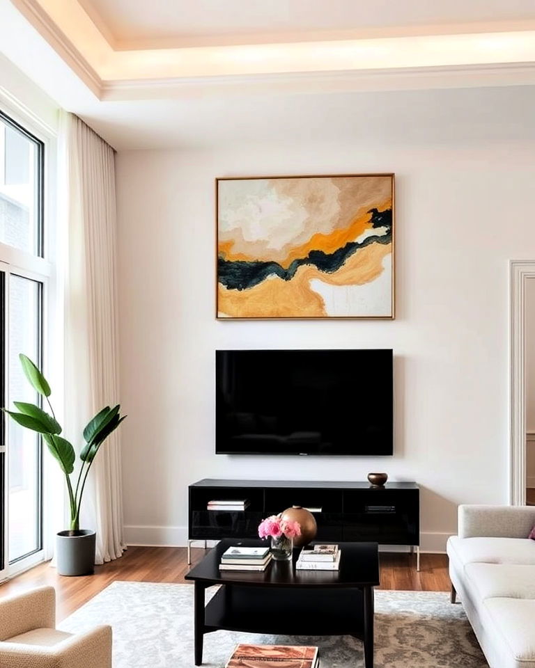 statement art above the TV