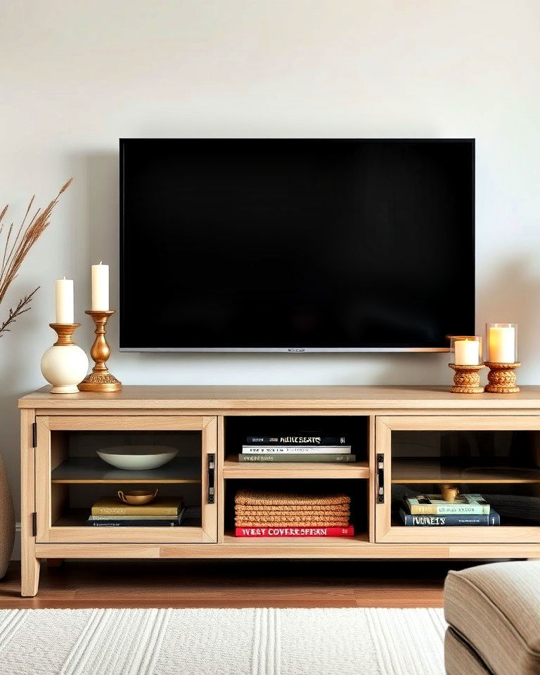 statement candles to bring warmth to a tv console