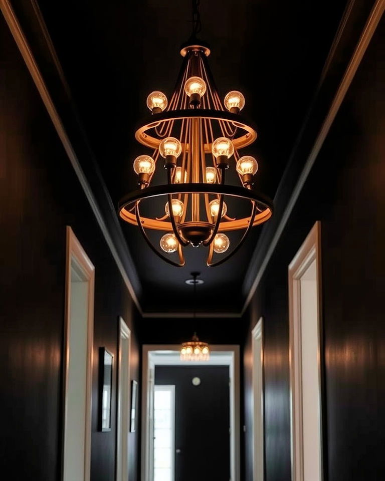 statement light fixture hallway