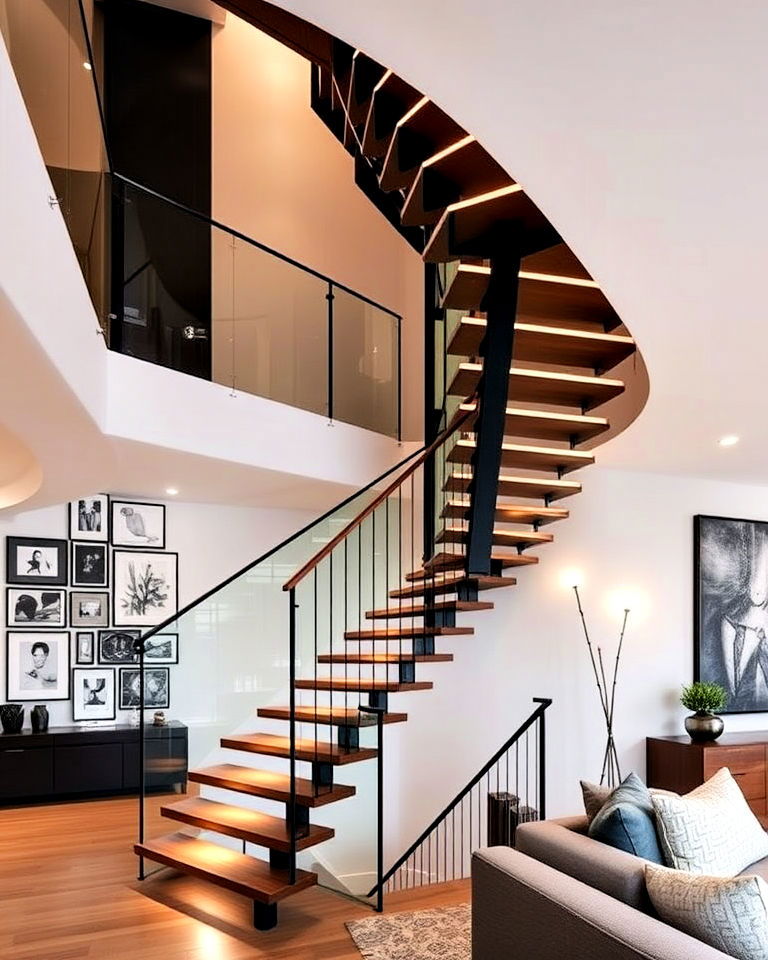 statement staircase in townhouse
