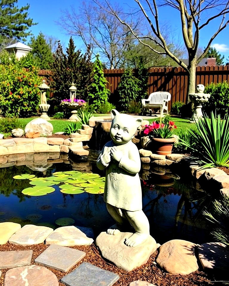 statue or garden sculpture for pond