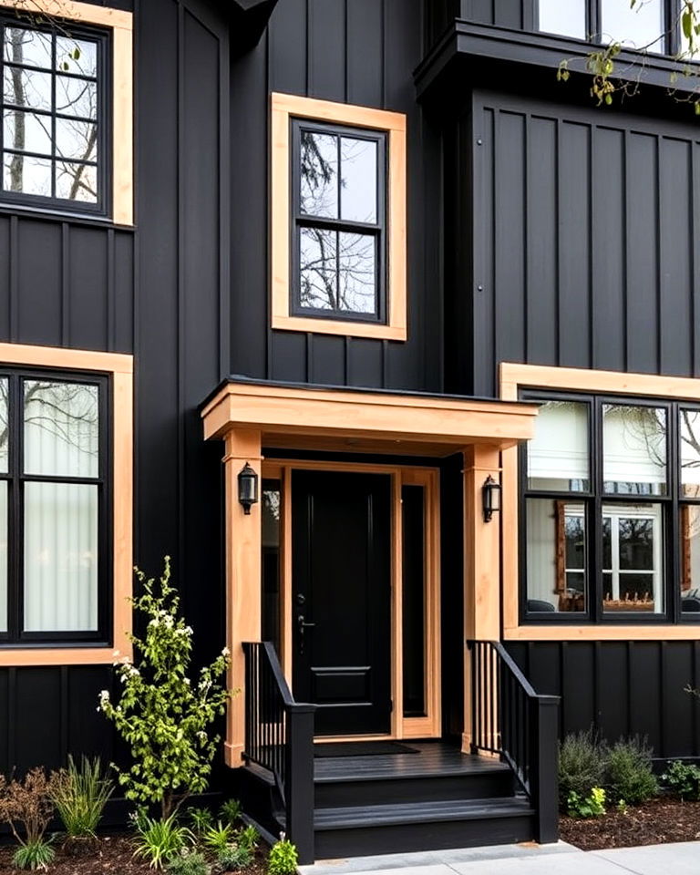 stealth black house with birch highlights