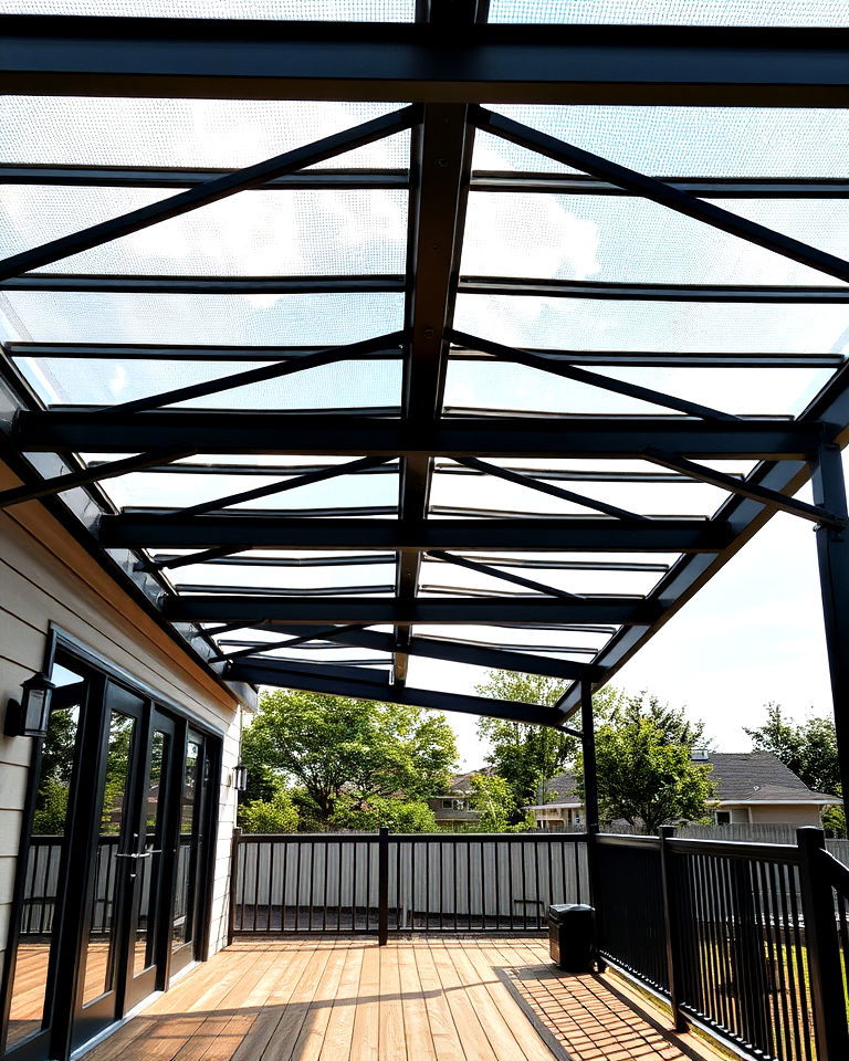 steel frame roof with open panels