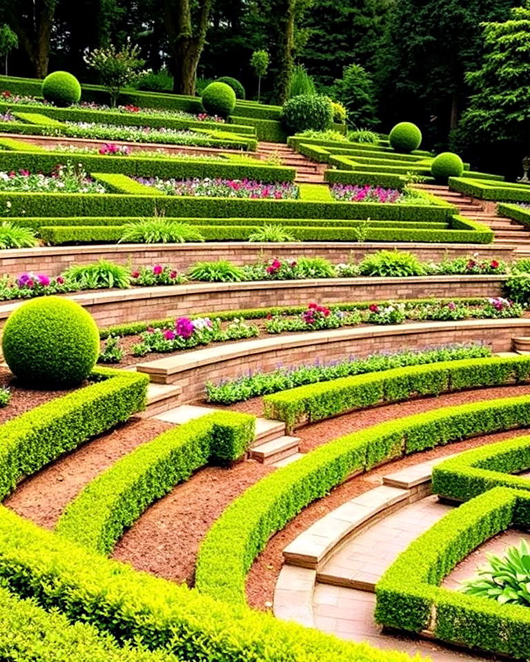 stepped terraces formal garden