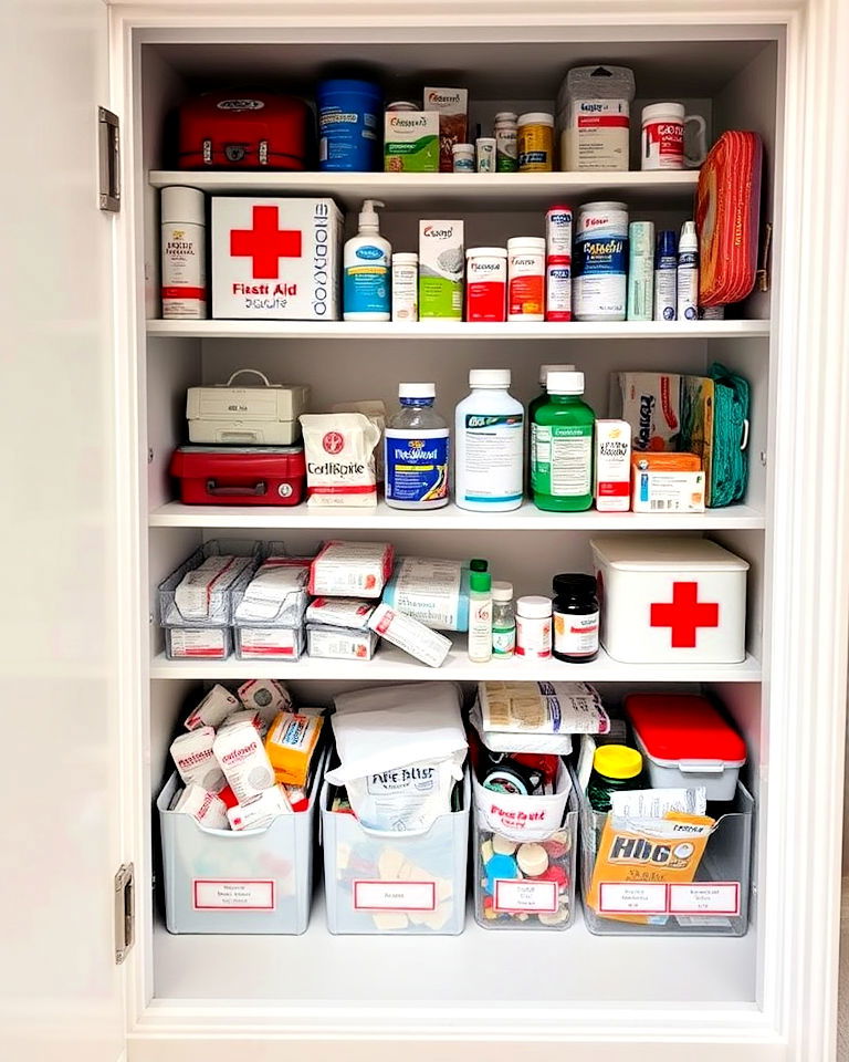 stock first aid supplies in safe room