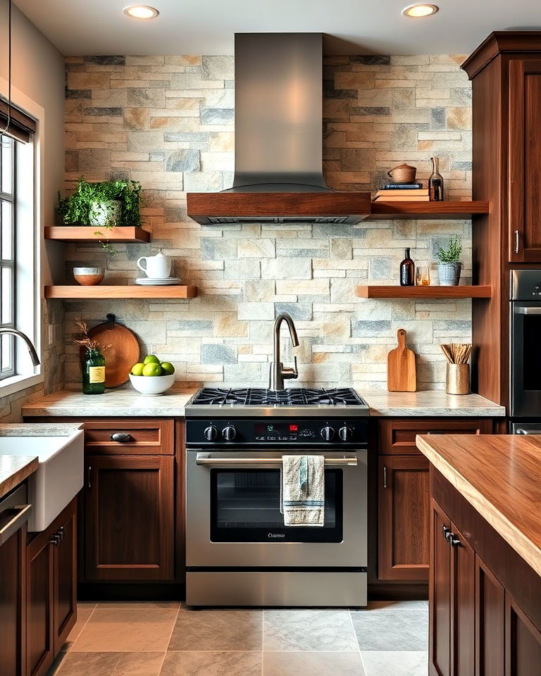 stone mosaic tiles backsplash