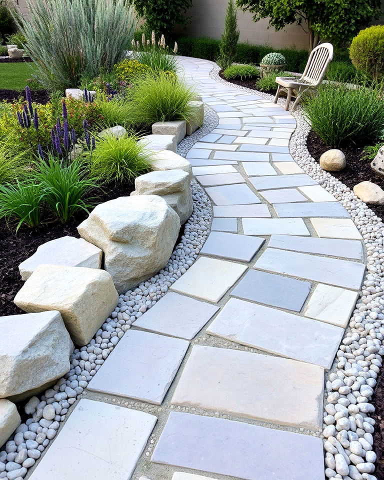stone pathways with pebble borders