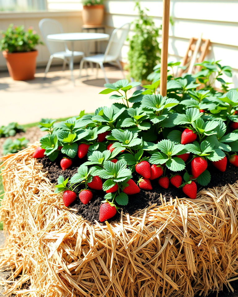 straw bale strawberry planter