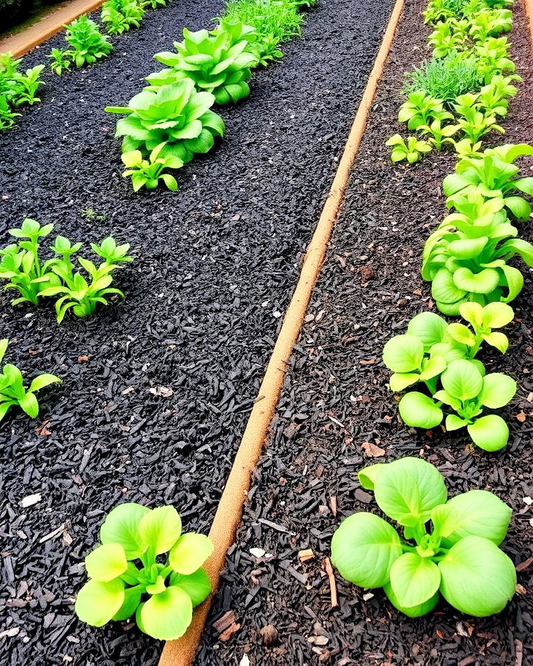 striking black mulch edging for vegetable beds