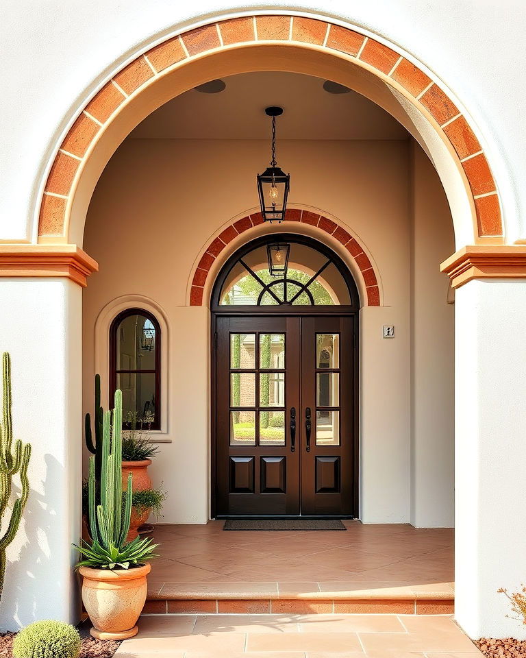 stucco walls with archways