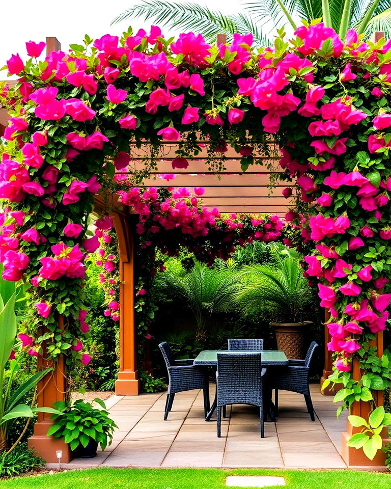 stunning tropical pergola with climbing vines