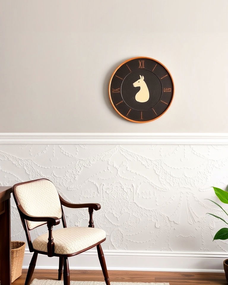 stylish chair rail with textured paint below