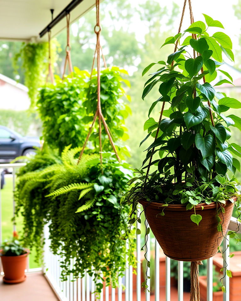 stylish hanging planters to block neighbors view